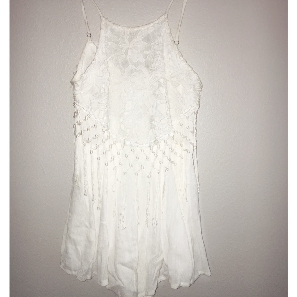 White fringe romper